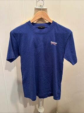 Balenciaga Men's Royal Blue 2017 Logo Tee